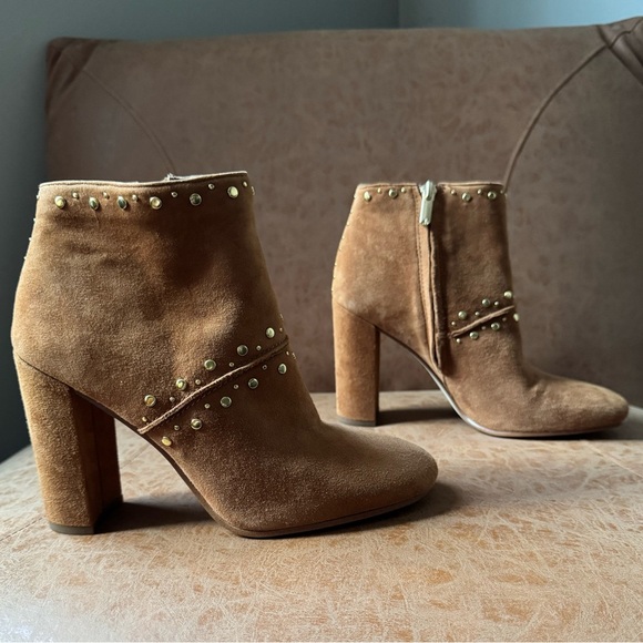 EUC SAM EDELMAN CHANDLER ANKLE BOOTIES SADDLE SUEDE SIZE 7 - Picture 1 of 6